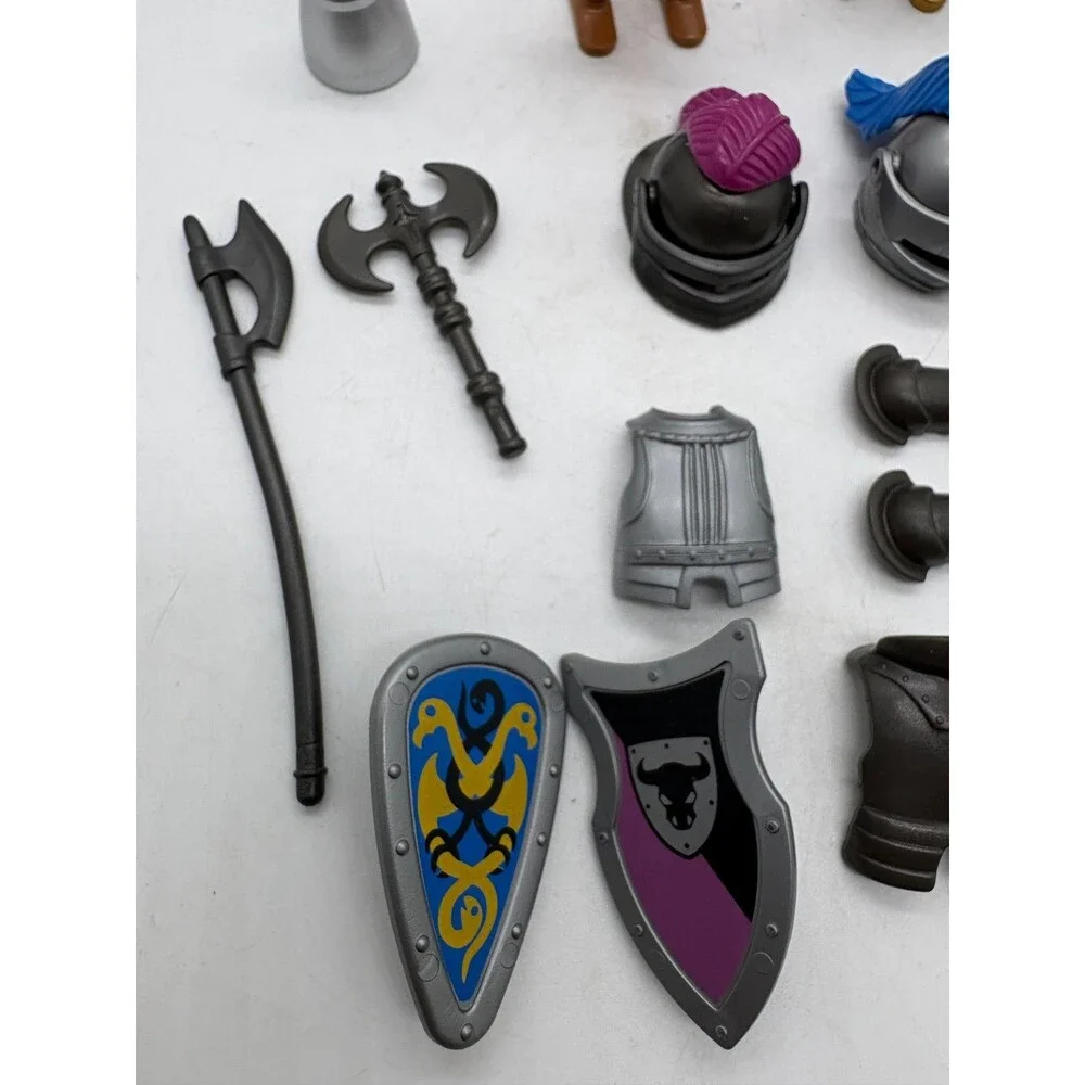 Playmobil Knight Mini Figure Lot Jester  Black Knight with Armor & Weapons